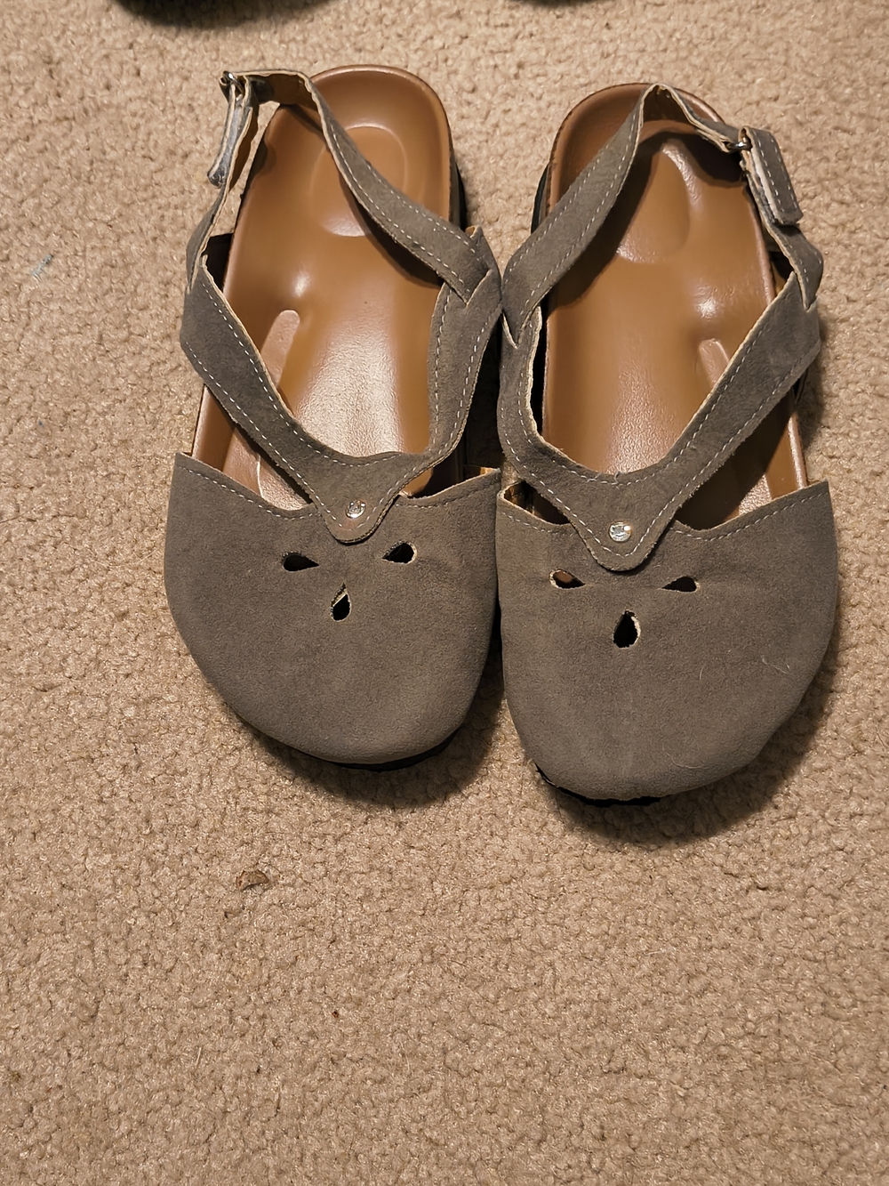 Women's Taupe Suede Cutout Slingback Flats